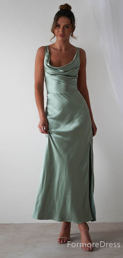 Elegant Split Side A-line Long Bridesmaid Dress,  BD137