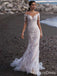 Elegant V-neck Off-Shoulder Mermaid Long Wedding Dress, WD136