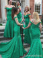 Elegant V-neck Off-Shoulder Mermaid Long Bridesmaid Dress,  BD138