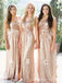 Mismatched Sparkly Sequins A-line Long Bridesmaid Dress,  BD140