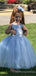 Sparkly Sky Blue A-line Long Flower Girl Dress,  FGD85