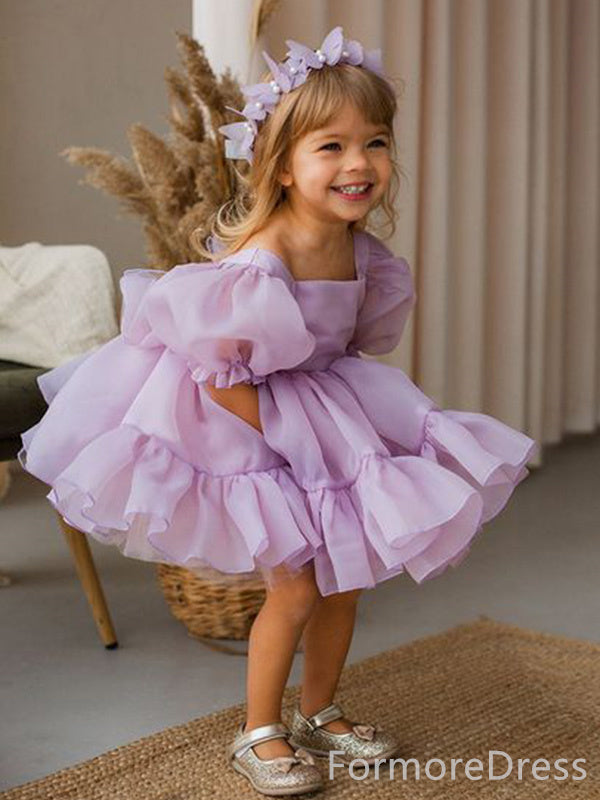 Elegant Ruffles A-line Long Flower Girl Dress,  FGD86