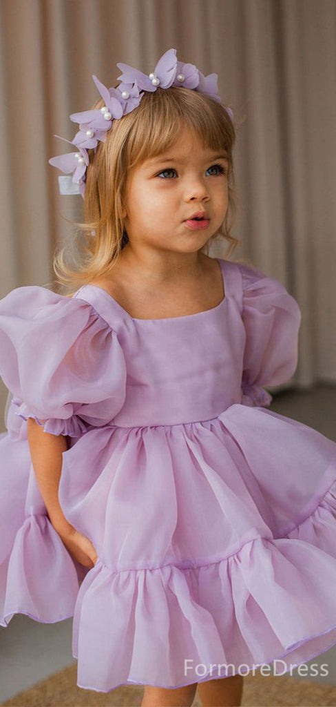 Elegant Ruffles A-line Long Flower Girl Dress,  FGD86