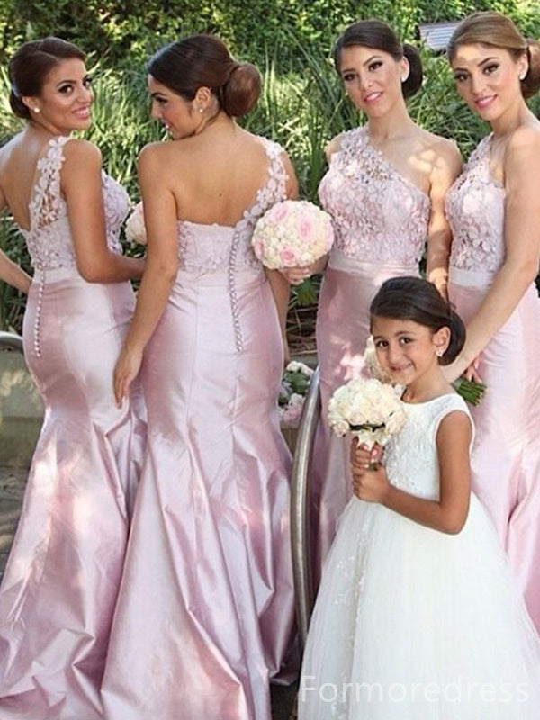 Elegant One Sholder Mermaid Long Bridesmaid Dress,  BD141