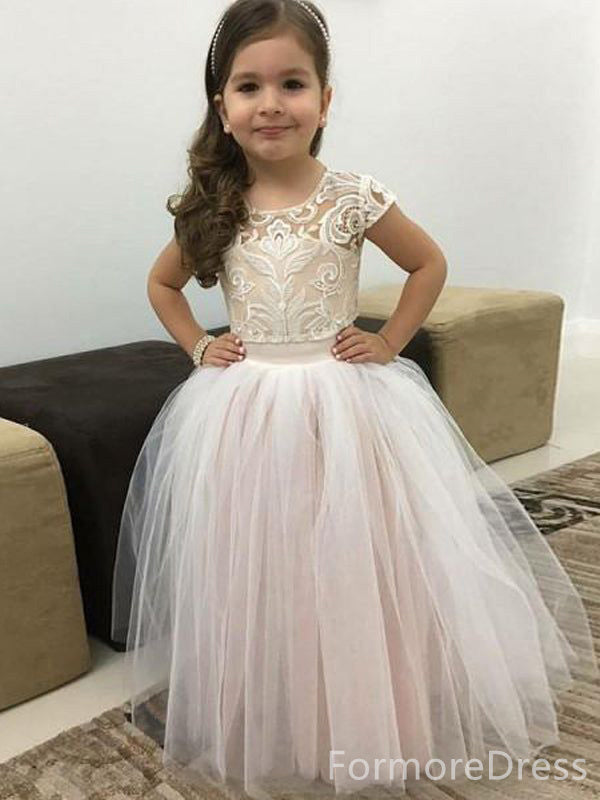 Elegant Lace A-line Long Flower Girl Dress,  FGD88