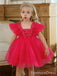 Elegant Red Ruffles A-line Long Flower Girl Dress,  FGD89