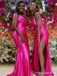 Simple Spaghetti Strap Split Side A-line Long Bridesmaid Dress,  BD143