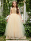 Sparkly Gold Sequins A-line Long Flower Girl Dress,  FGD90