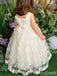 Elegant White Lace Appliques A-line Long Flower Girl Dress,  FGD91