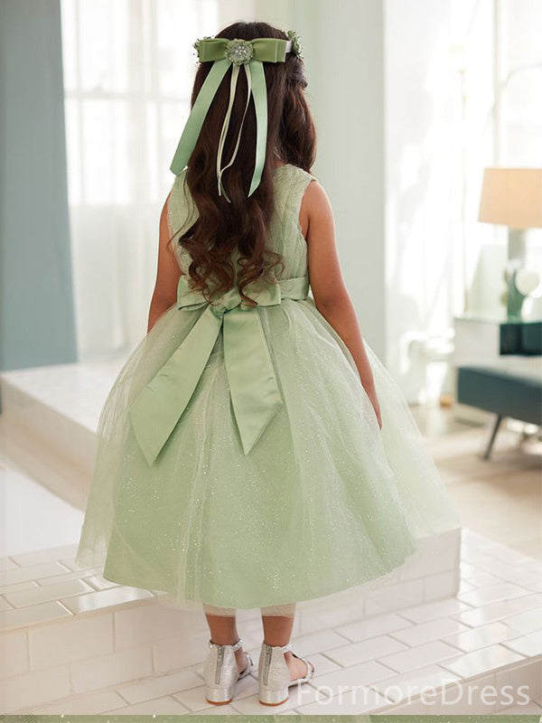 Elegant V-neck A-line Long Flower Girl Dress,  FGD92