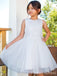 Elegant White Appliques A-line Long Flower Girl Dress,  FGD93