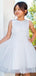 Elegant White Appliques A-line Long Flower Girl Dress,  FGD93