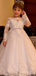 Elegant Off-Shoulder Long Sleeves Lace Appliqes A-line Long Flower Girl Dress,  FGD94