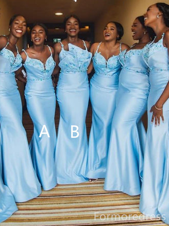 Mismatched Elegant  Spaghetti Strap Mermaid Long Bridesmaid Dress,  BD149