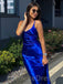 Elegant Blue Spaghetti Strap A-line Prom Dress,Evening Dress,PD16