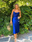 Elegant Blue Spaghetti Strap A-line Prom Dress,Evening Dress,PD16