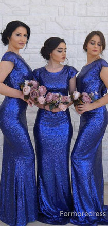 Sparkly Sequins Mermaid Long Bridesmaid Dress,  BD158