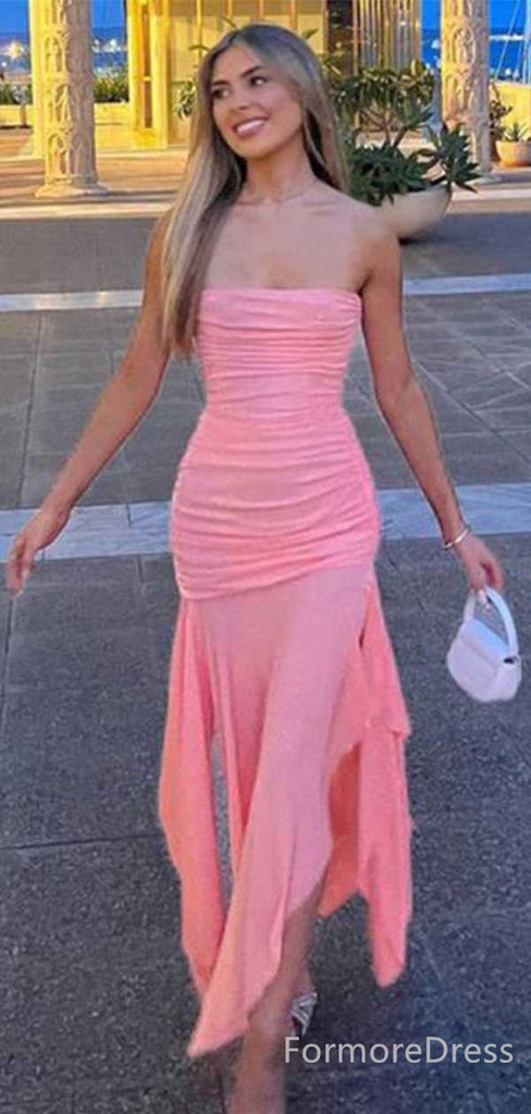 Simple Strapless Mermaid Long Prom Dress, Evening Dress,PD129