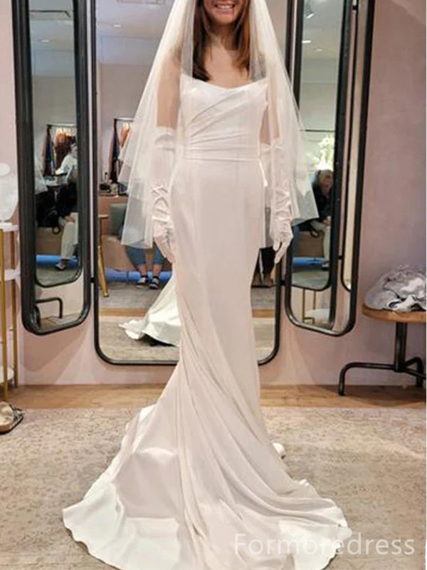 Elegant Strapless Mermaid Long Wedding Dress, WD142