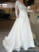 Elegant V-neck Long Sleeves Lace A-line Long Wedding Dress, WD144