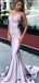 Elegant V-neck Spaghetti Strap Mermaid Long Bridesmaid Dress,  BD162