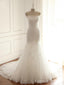 Gorgeous Strapless Lace Appliques Mermaid Long Wedding Dress, WD146