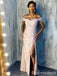 Elegant Off-Shoulder Split Side Mermaid Long Bridesmaid Dress,  BD164