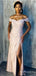 Elegant Off-Shoulder Split Side Mermaid Long Bridesmaid Dress,  BD164