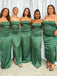 Elegant Spaghetti Strap Split Side Mermaid Long Bridesmaid Dress,  BD166