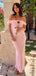 Elegant Pink Off-Shoulder Mermaid Long Prom Dress, Evening Dress,PD141