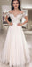 Elegant V-neck Off-Shoulder Lace Appliques A-line Long Wedding Dress, WD157