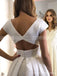 Simple V-neck Split Side A-line Long Wedding Dress, WD158