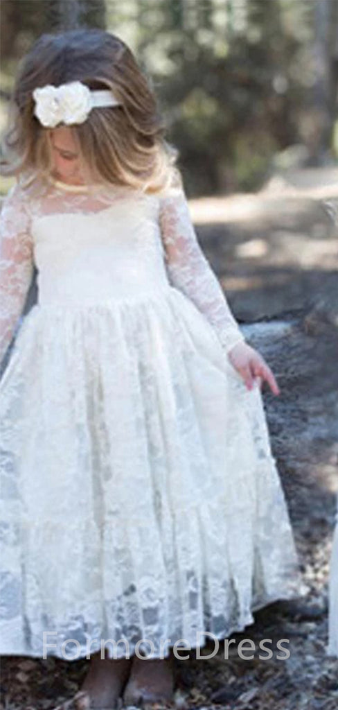 Lovely Lace A-line Long Flower Girl Dress,  FGD16