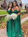 Elegant V-neck Off-Shoulder Mermaid Long Bridesmaid Dress,  BD176