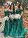 Elegant V-neck Off-Shoulder Mermaid Long Bridesmaid Dress,  BD176