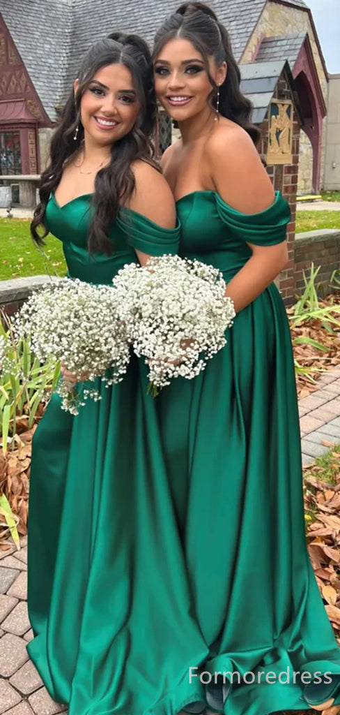 Elegant V-neck Off-Shoulder Mermaid Long Bridesmaid Dress,  BD176