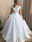 Elegant Off-Shoulder Strapless Long Sleeves A-line Long Wedding Dress, WD162