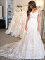 Gorgeous V-neck Lace Appliques Mermaid Long Wedding Dress, WD163