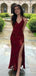 Popular V-neck Spaghetti Strap Mermaid Split Side Long Prom Dress,PD151