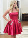 Simple Strapless A-line Short Mini Homecoming Dress,  HD214