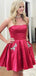 Simple Strapless A-line Short Mini Homecoming Dress,  HD214