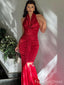 Gorgeous Red Halter Mermaid Long Prom Dress,Evening Dress,PD156