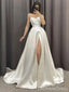 Simple Sweatheart Strapless Split Side A-line Long Wedding Dress, WD171