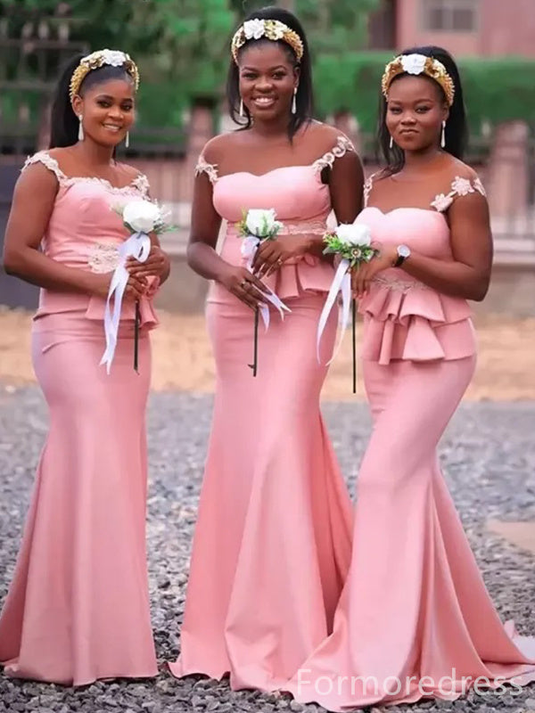 Elegant Off-Shoulder Mermaid Long Bridesmaid Dress,  BD187