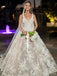 Gorgeous V-neck Lace Appliques A-line Long Wedding Dress, WD172