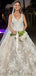 Gorgeous V-neck Lace Appliques A-line Long Wedding Dress, WD172