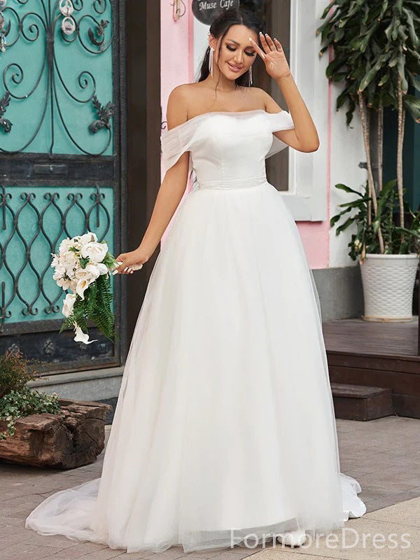 Elegant Off-Shoulder Strapless A-line Long Wedding Dress, WD175