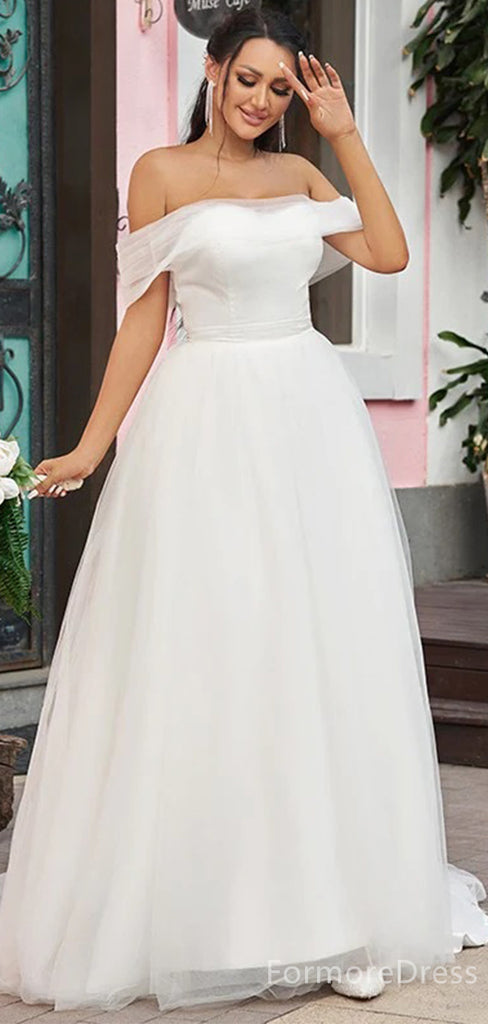 Elegant Off-Shoulder Strapless A-line Long Wedding Dress, WD175