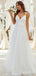 Elegant V-neck Spaghetti Strap A-line Long Wedding Dress, WD176