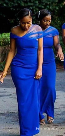 Elegant V-neck Off-Shoulder Mermaid Long Bridesmaid Dress,  BD192